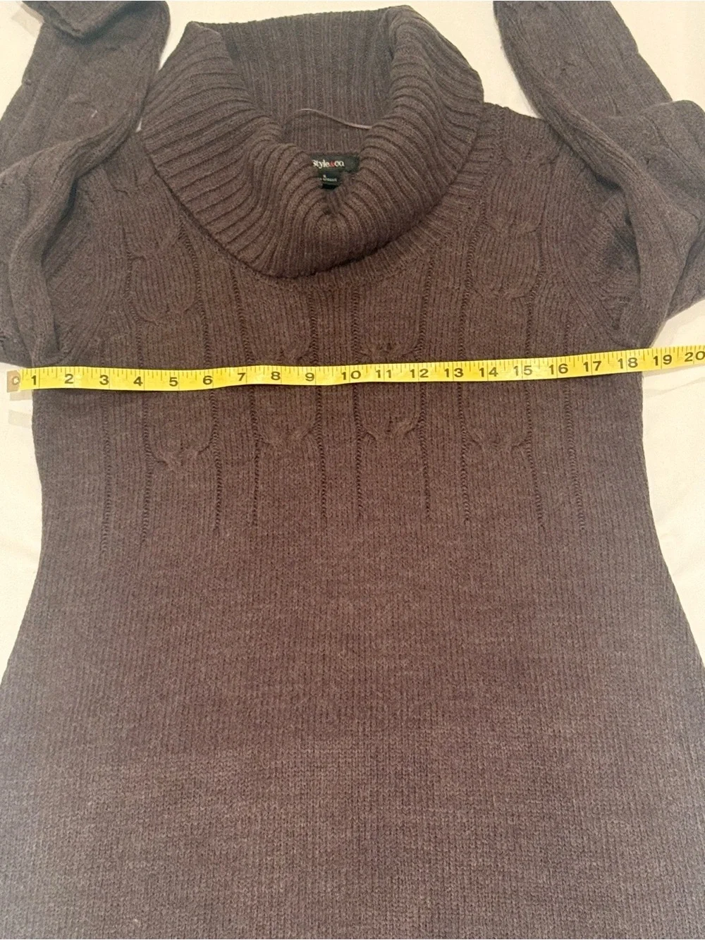 Style & Co. Charcoal Cable Knit Cowl Neck Mini Sweater Dress S